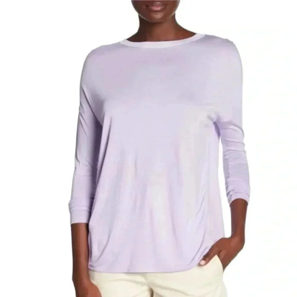 VINCE | Silk Mixed-Media Long-Sleeve Shirt | Lilac Waterlily | XS - Picture 3 of 10